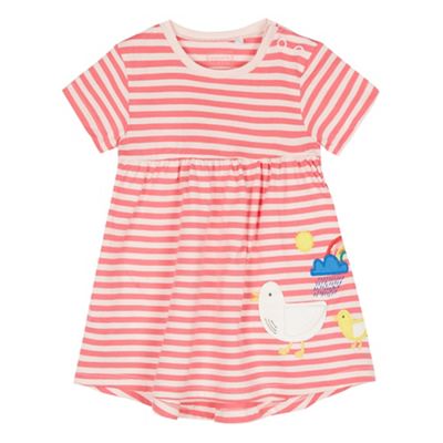 Baby girls' pink duck applique jersey dress